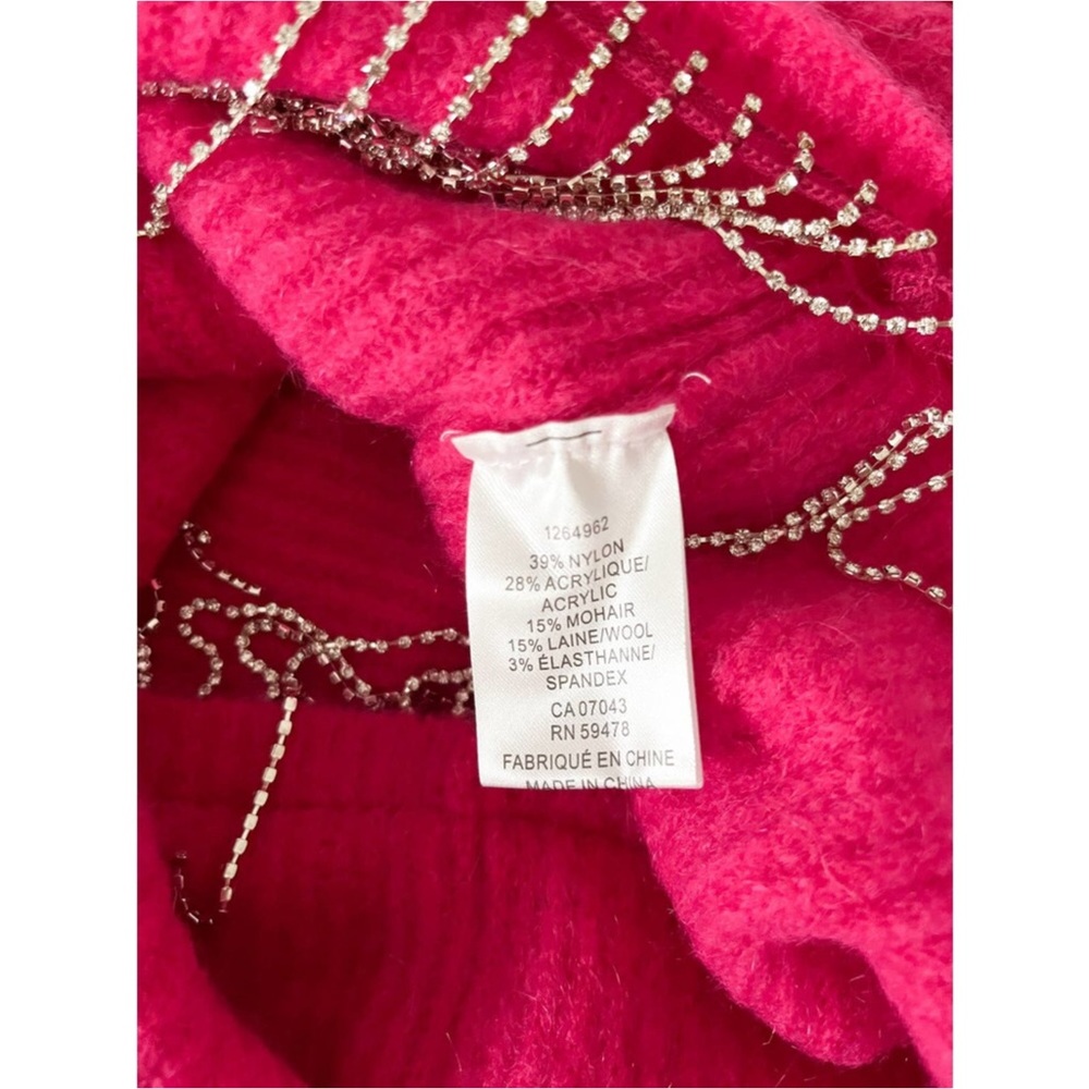 House of Harlow 1960 | Fuchsia Rhinestone Detail Sweater | Hot Pink Barbie Pink - Picture 7 of 12